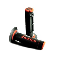 DOMINO MX A020 ORANGE/BLACK HALF WAFFLE GRIPS