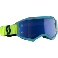 SCOTT FURY TEAL BLUE/NEON YELLOW ELECTRIC BLUE CHROME GOGGLES