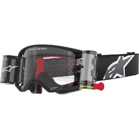 ALPINESTARS SUPERTECH CORP BLACK / GREY MIRROR CLEAR ROLL-OFF GOGGLES