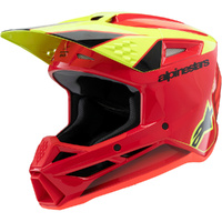ALPINESTARS 2026 S-M3 FRAY RED / FLURO  YELLOW / BLACK KIDS HELMET