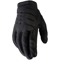 100% PERCENT BRISKER BLACK / GREY KIDS GLOVES