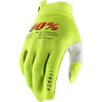 100% PERCENT I-TRACK FLURO YELLOW KIDS GLOVES