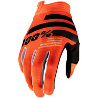 100% PERCENT I-TRACK FLURO ORANGE / BLACK KIDS GLOVES