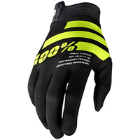 100% PERCENT I-TRACK BLACK/FLURO YELLOW GLOVES