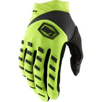 100% PERCENT AIRMATIC FLURO YELLOW/BLACK KIDS GLOVES