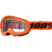 100% PERCENT STRATA 2 NEON ORANGE CLEAR GOGGLES