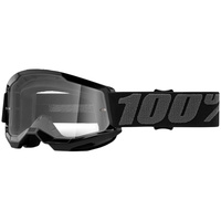 100% PERCENT STRATA 2 BLACK CLEAR KIDS GOGGLES