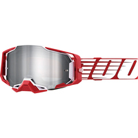 100% PERCENT ARMEGA OVERSIZED DEEP RED FLASH SILVER GOGGLES