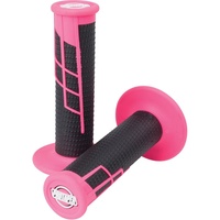 PRO TAPER CLAMP ON NEON PINK/BLACK HALF WAFFLE GRIPS