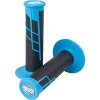 PRO TAPER CLAMP ON NEON BLUE/BLACK HALF WAFFLE GRIPS