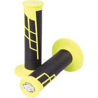 PRO TAPER CLAMP ON NEON YELLOW/BLACK HALF WAFFLE GRIPS