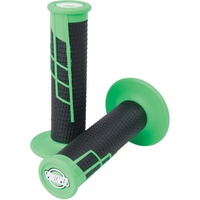 PRO TAPER CLAMP ON NEON GREEN/BLACK HALF WAFFLE GRIPS