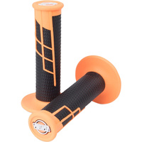 PRO TAPER CLAMP ON NEON ORANGE/BLACK HALF WAFFLE GRIPS
