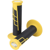 PRO TAPER CLAMP ON YELLOW / BLACK HALF WAFFLE GRIPS