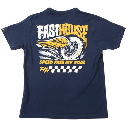 FASTHOUSE HIGH ROLLER MIDNIGHT NAVY KIDS TEE SHIRT - XS