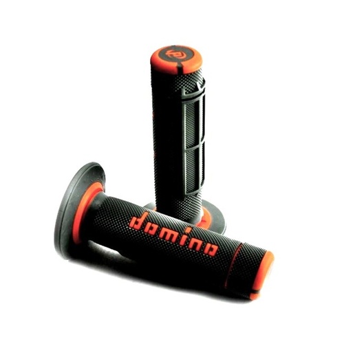 DOMINO MX A020 ORANGE/BLACK HALF WAFFLE GRIPS
