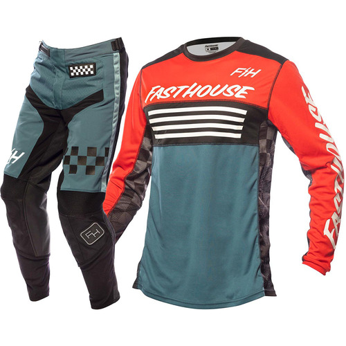 FASTHOUSE 2023 GRINDHOUSE OMEGA BLUE / RED / WHITE KIDS GEAR SET