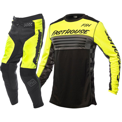 FASTHOUSE 2023 GRINDHOUSE OMEGA HI-VIZ / BLACK KIDS GEAR SET
