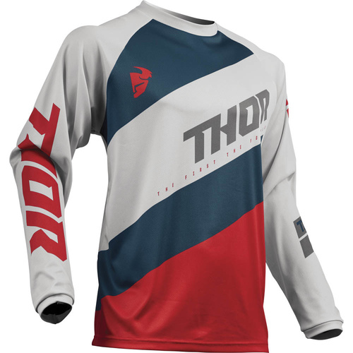 THOR 2019 SECTOR SHEAR LT GREY/RED KIDS JERSEY - XL