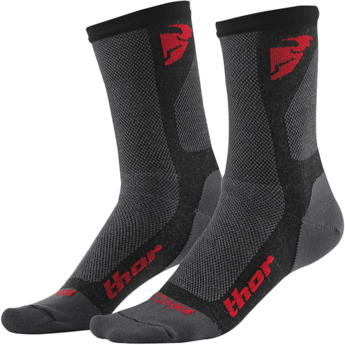 THOR DUAL SPORT COOL CHARCOAL/RED SOCKS - 6-9