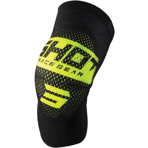 SHOT RACE GEAR AIRLIGHT 2.0 BLACK / NEON YELLOW KNEE GUARDS - XS/S