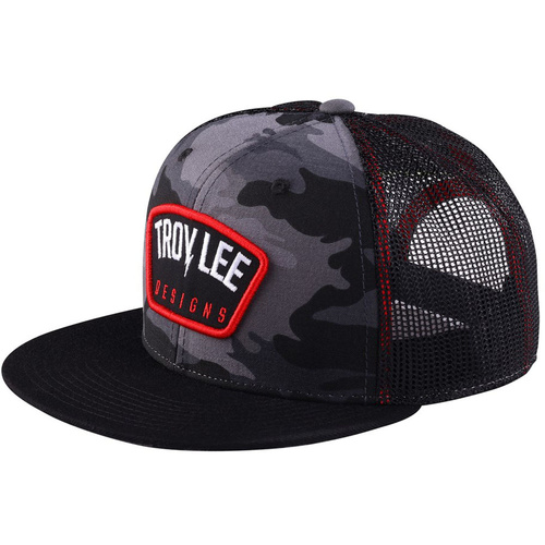 TROY LEE DESIGNS BOLT PATCH BLACK CAMO TRUCKER SNAPBACK