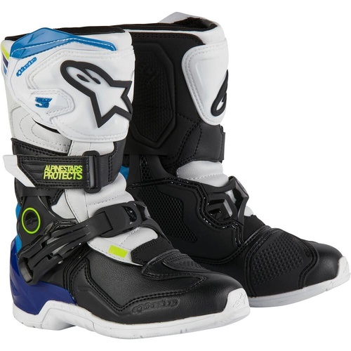 ALPINESTARS 2026 TECH  3S WHITE / BLACK / ENAMEL BLUE PEEWEE BOOTS - 1