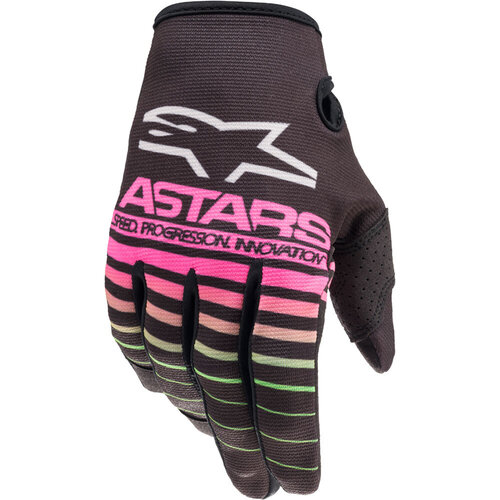 ALPINESTARS 2022 RADAR BLACK / GREEN / PINK KIDS GLOVES - MD