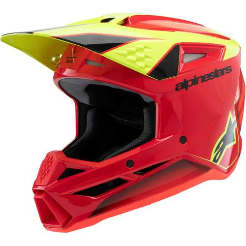 ALPINESTARS 2026 S-M3 FRAY RED / FLURO  YELLOW / BLACK KIDS HELMET - S
