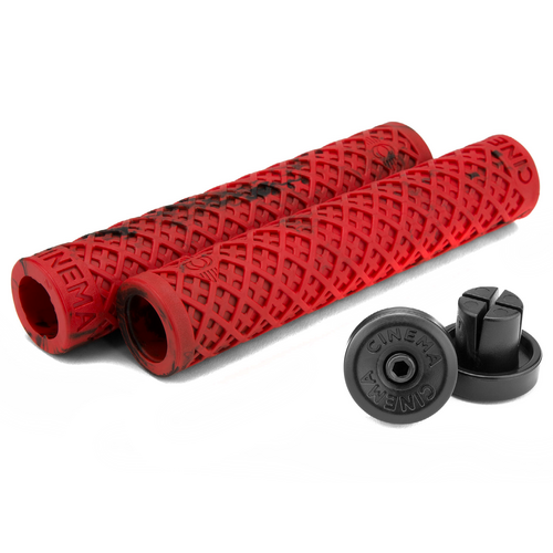 CINEMA INTERLACE 150MM BLACK/RED SPLASH GRIPS