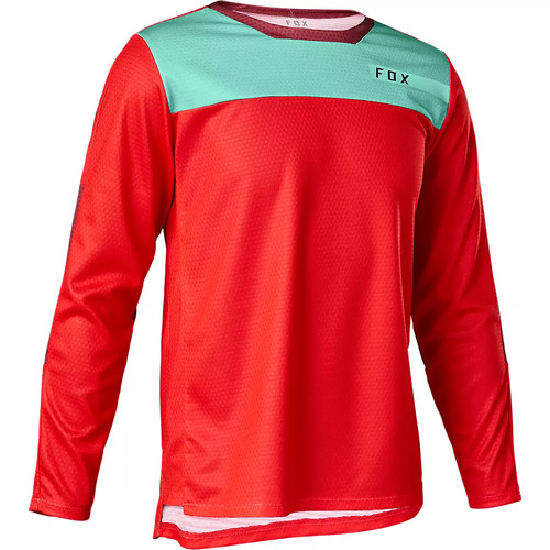 FOX DEFEND LS MOTH FLO RED KIDS JERSEY - SM