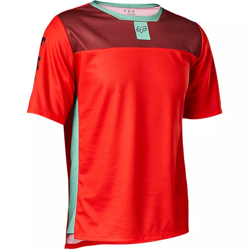 FOX MTB DEFEND SS FLO RED KIDS JERSEY - MD