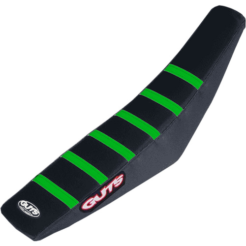 GUTS RACING KAWASAKI KX65 00-27 KLX110 02-27 GRIPPER RIBBED GREEN / BLACK / BLACK SEAT COVER