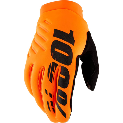100% PERCENT BRISKER FLURO ORANGE / BLACK GLOVES - S