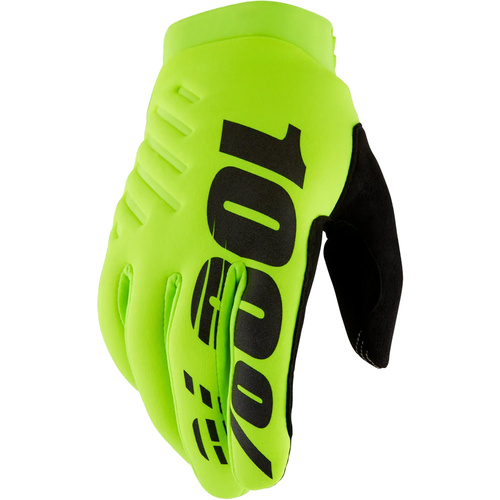 100% PERCENT BRISKER FLURO YELLOW / BLACK GLOVES - S