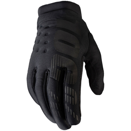 100% PERCENT BRISKER BLACK / GREY KIDS GLOVES - S