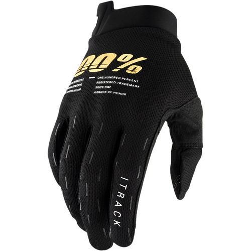 100% PERCENT I-TRACK BLACK GLOVES - SM