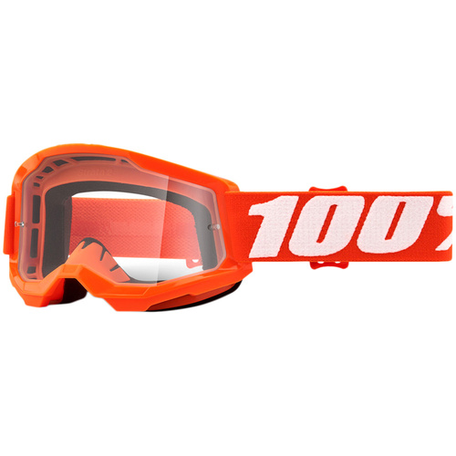 100% PERCENT STRATA 2 ORANGE CLEAR KIDS GOGGLES