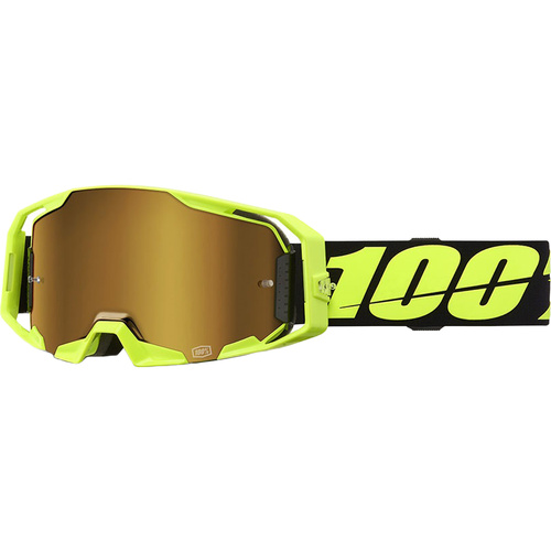 100% PECENT ARMATIC NEON YELLOW TRUE GOLD MIRROR GOGGLES