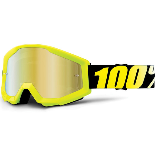 100% PERCENT STRATA NEON YELLOW GOLD MIRROR GOGGLES