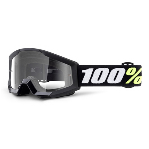 100% STRATA MINI BLACK CLEAR PEE WEE KIDS GOGGLES