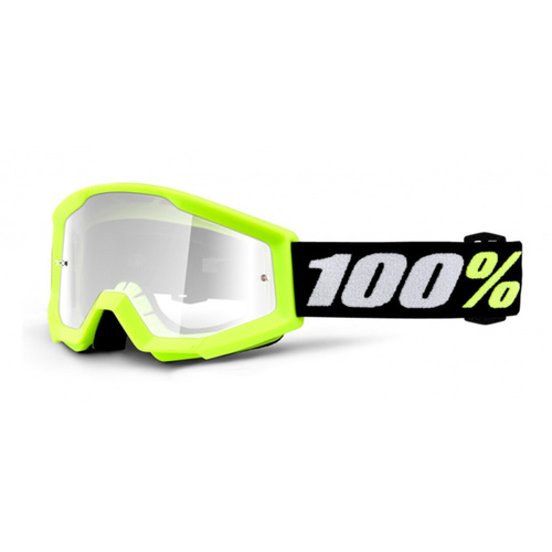 100% STRATA MINI YELLOW CLEAR PEE WEE KIDS GOGGLES