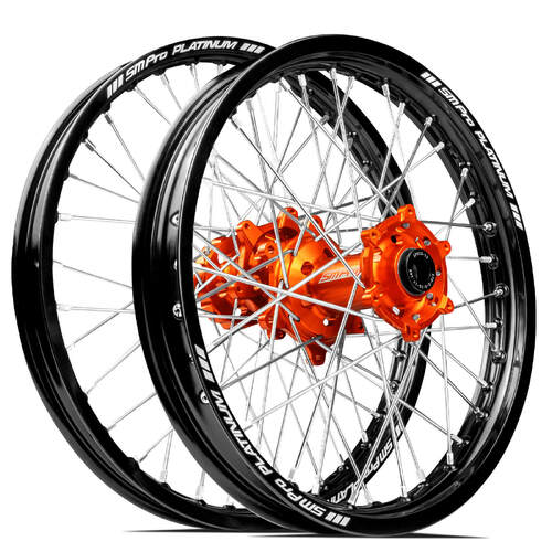 SM PRO KTM-HSQ-GASGAS 21x1.60/19x2.15 BLK/ORG WHEEL SET