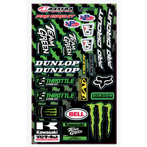 THROTTLE SYNDICATE TEAM GREEN TEAM UNIVERSAL DECAL SHEET
